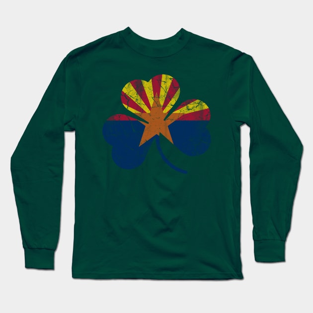 Arizona Flag Shamrock Irish St Patricks Day Long Sleeve T-Shirt by E